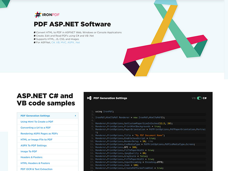 The ASP .NET PDF software library: IronPDF