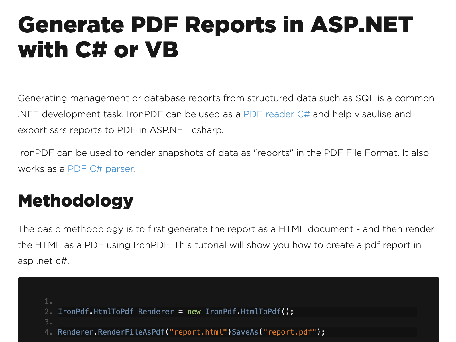 CSharp PDF Reports screenshot