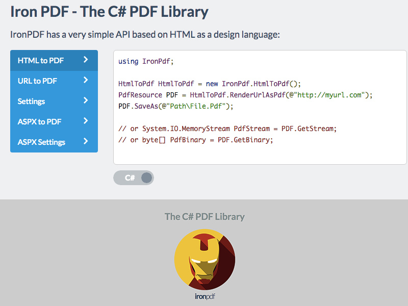 The C# PDF Library screen shot
