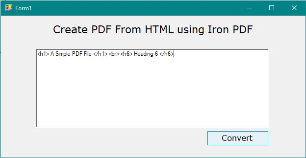 5 steps to Generate a PDF File in C# using IronPDF, Figure 11: Write HTML in RichTextBox window