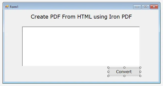 5 steps to Generate a PDF File in C# using IronPDF, Figure 9: Design RichText Box And Button window