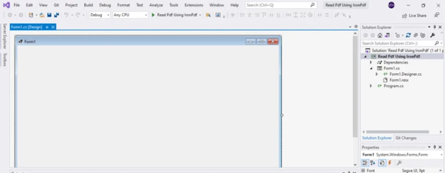 How to Build a .NET PDF editor application using IronPDF, Figure 5: A newly created project