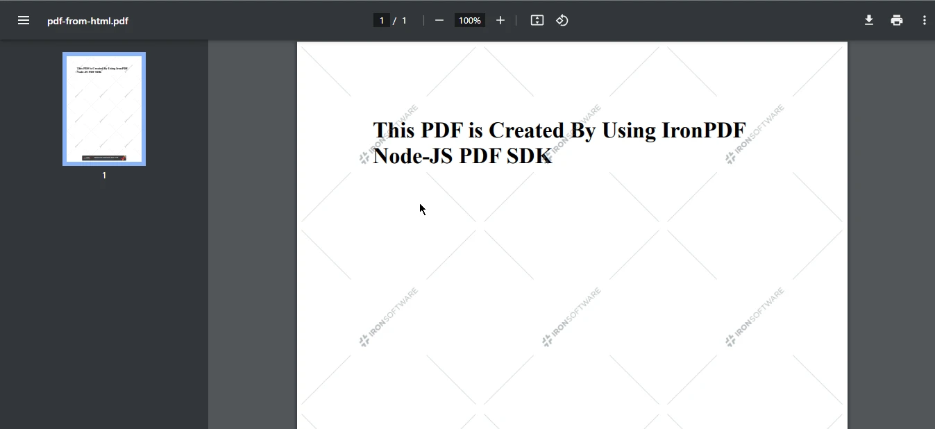 Node PDF SDK (Developer Tutorial): Figure 5 - Output PDF file