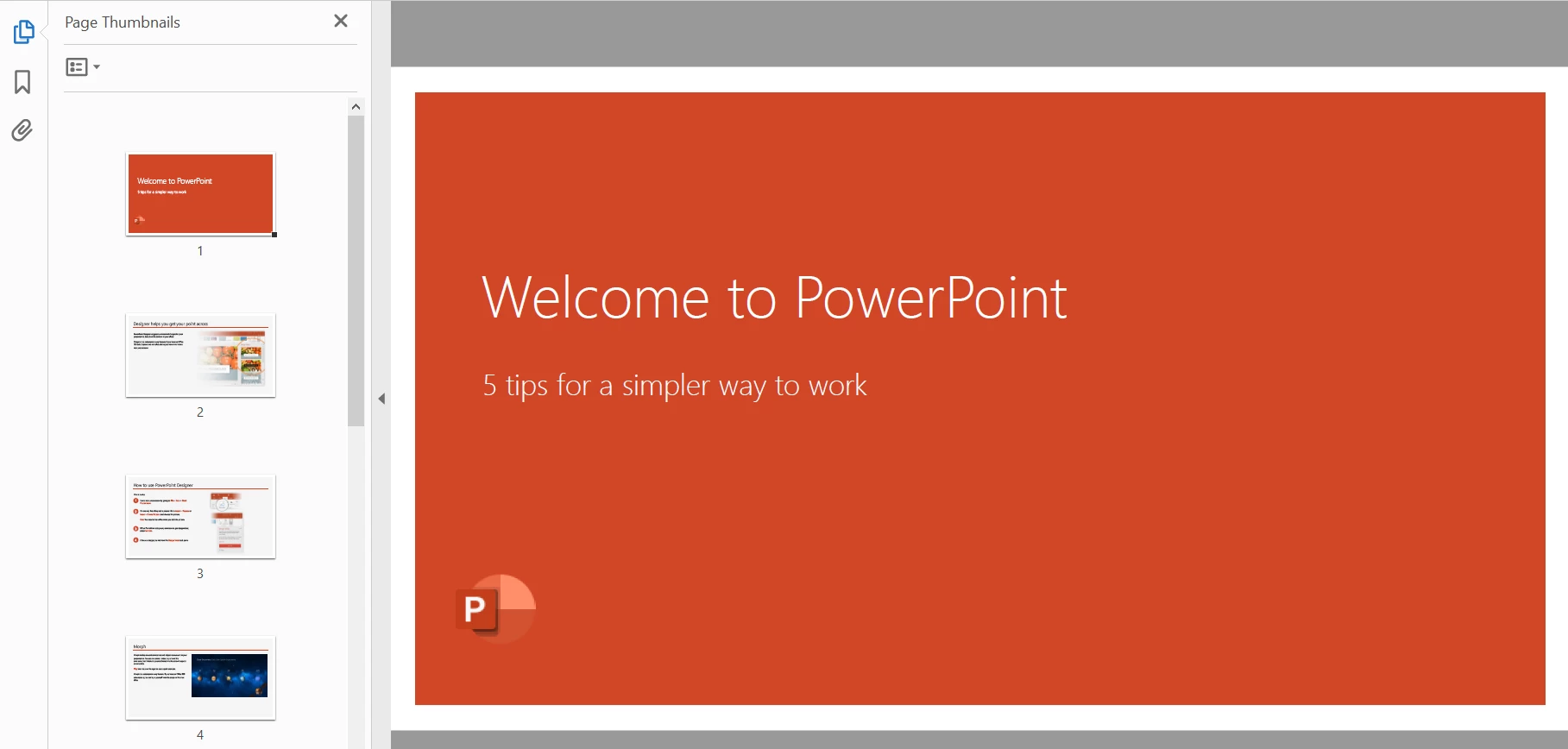 PowerPoint to PDF Outcome