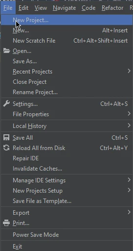 How to Split PDF Files in Python: Figure 1 - Launch PyCharm. Then to create a new project, click on the File menu and select the New Project option.