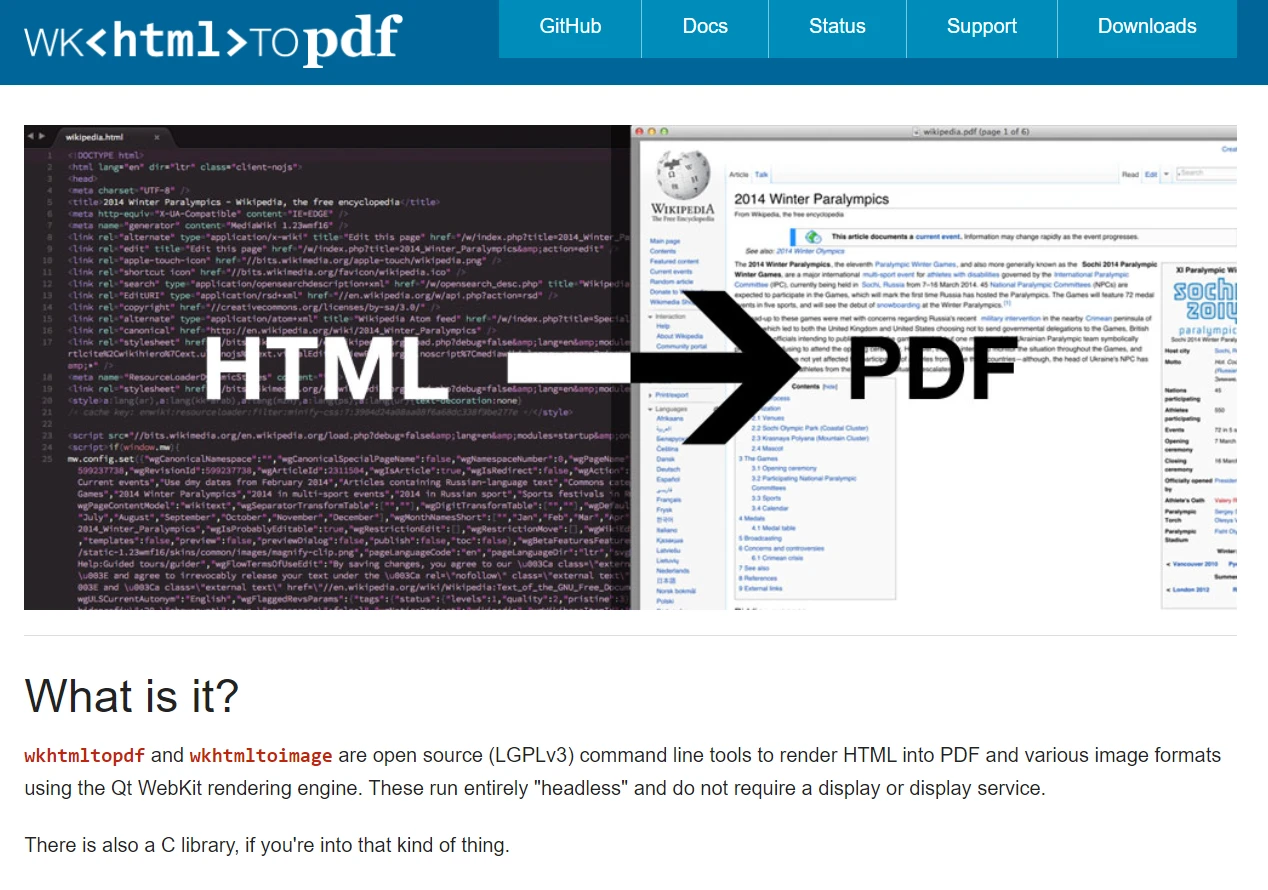 A Comparison Between Wkhtmltopdf Python & IronPDF For Python: Figure 2 - wkhtmltopdf web page