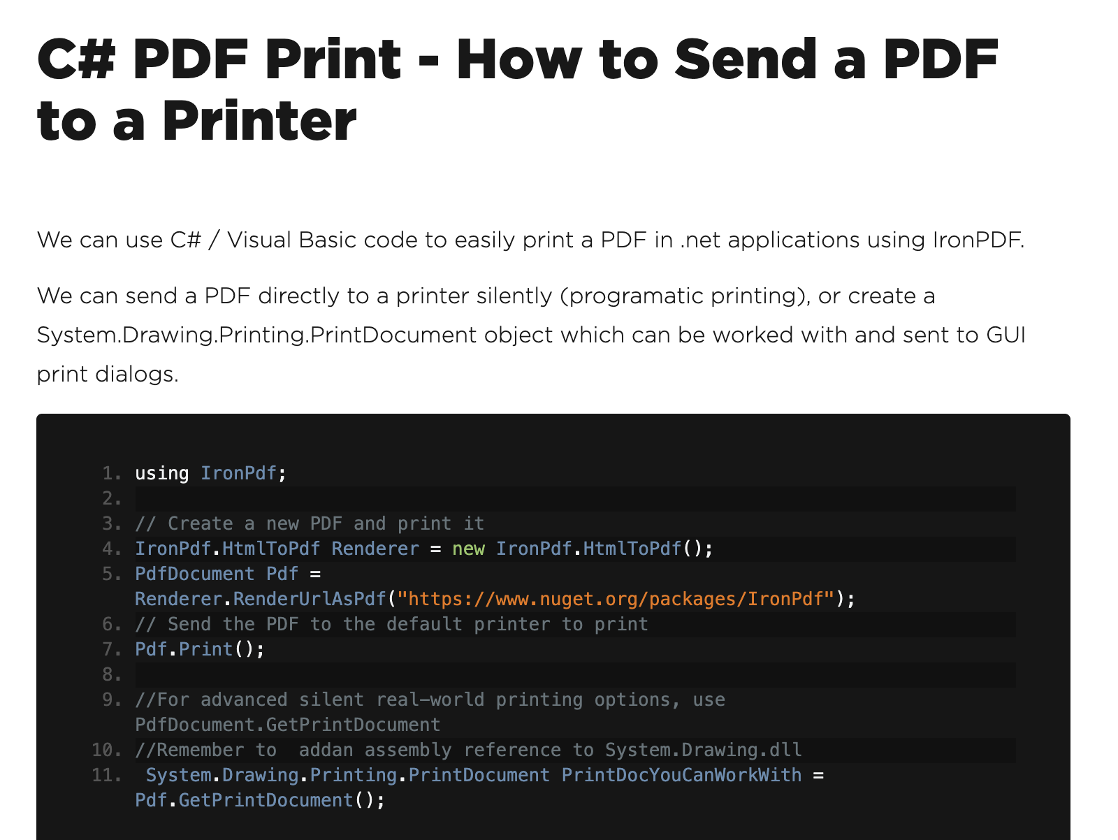 C# Print PDF