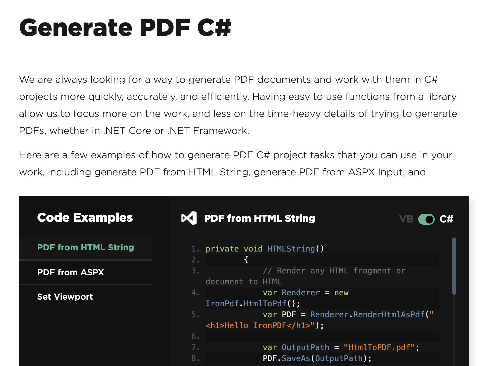 Generate PDF in C#