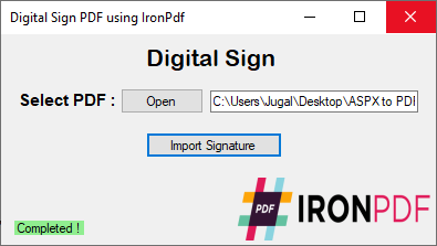 x509certificate2 Add Digital Signature to PDF Programmatically, Figure 1: 
