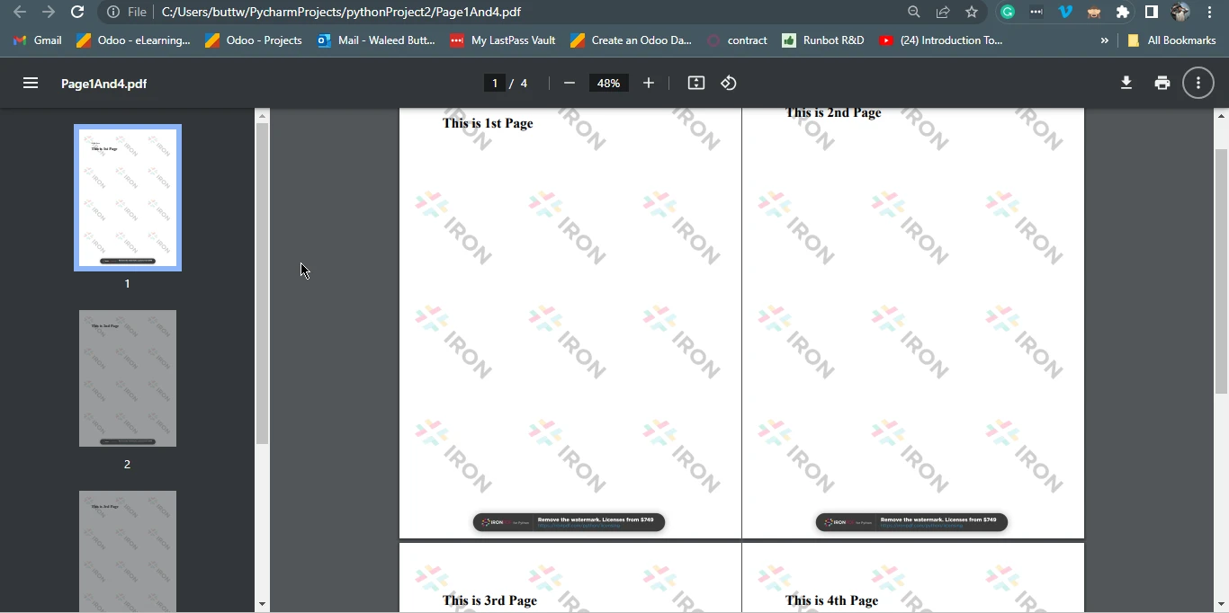 Cómo añadir o eliminar páginas PDF usando Python: Figura 2 - Archivo OUTPUT: Página1Y4.pdf