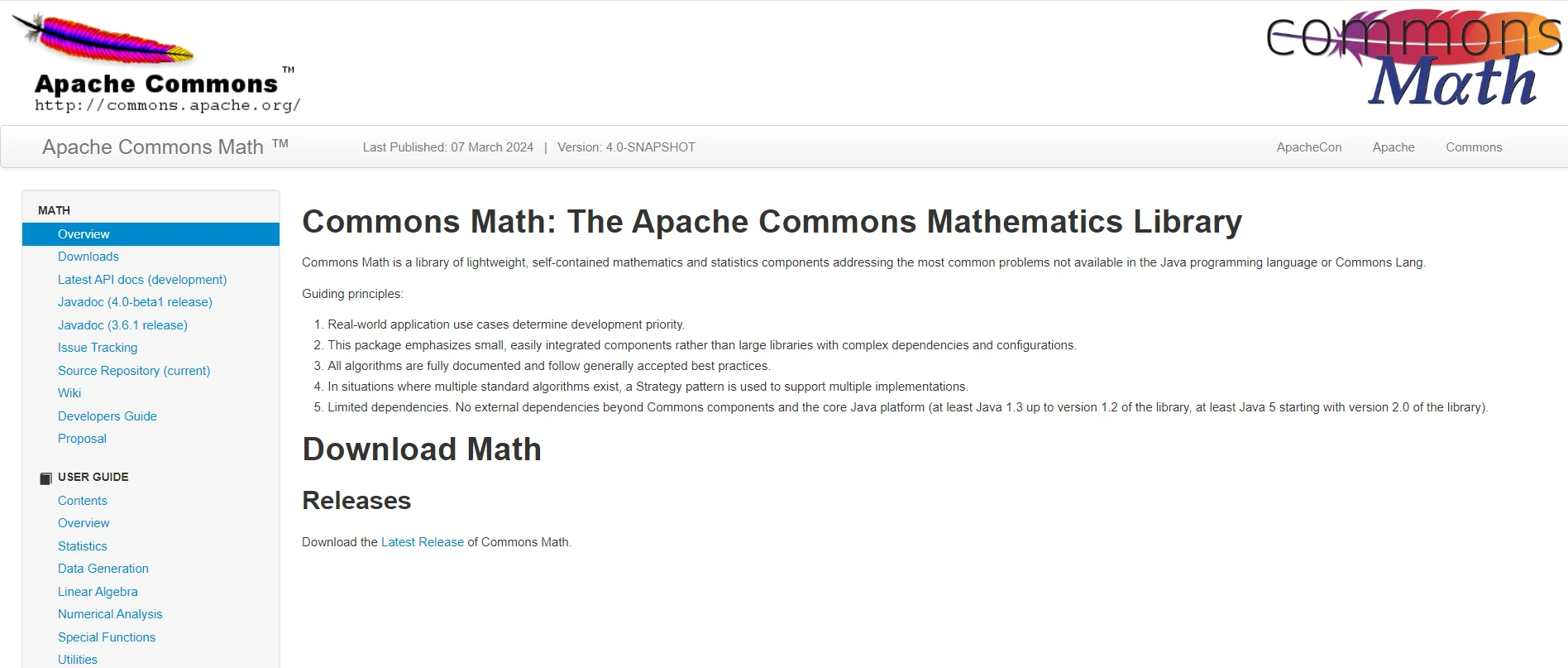 Apache Commons Matemáticas (Cómo funciona para desarrolladores): Figura 1 - Apache Commons Mathematics