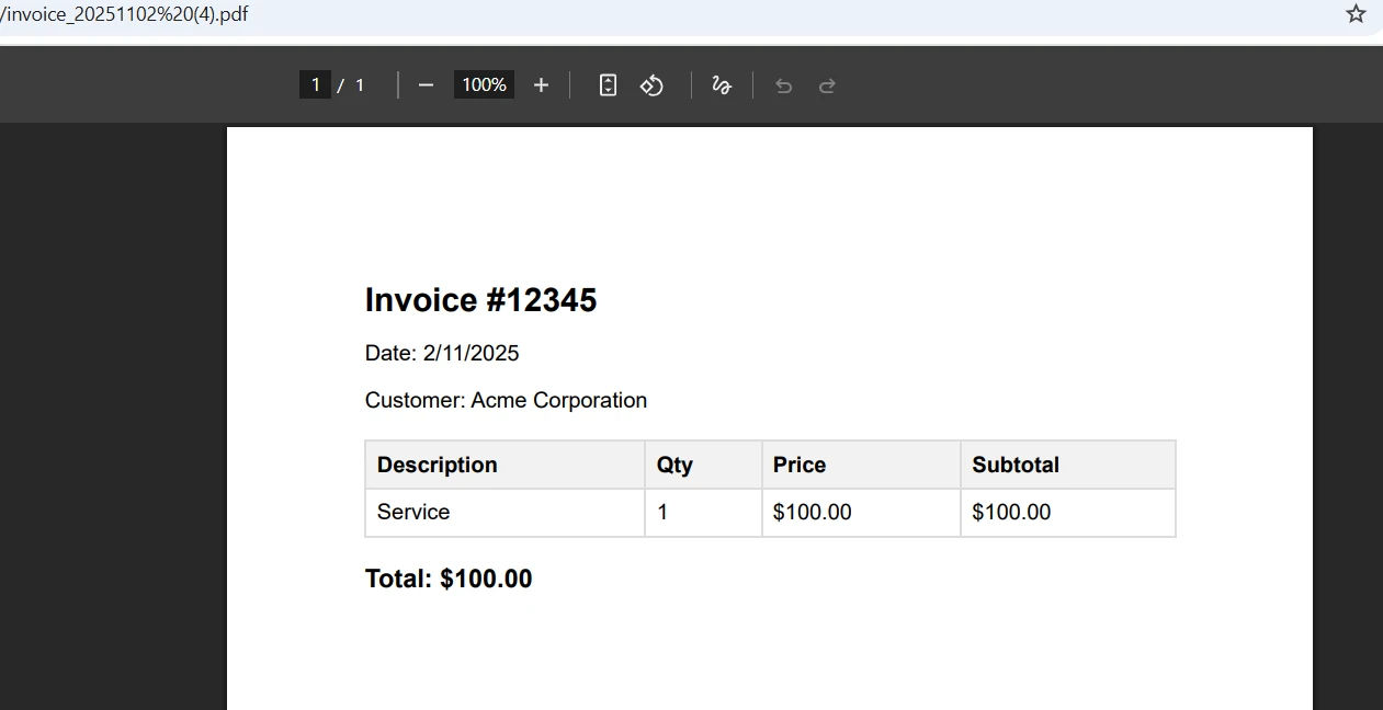 How to Convert ASP HTML to PDF in .NET Core Using IronPDF: Image 7 - Controller View Output