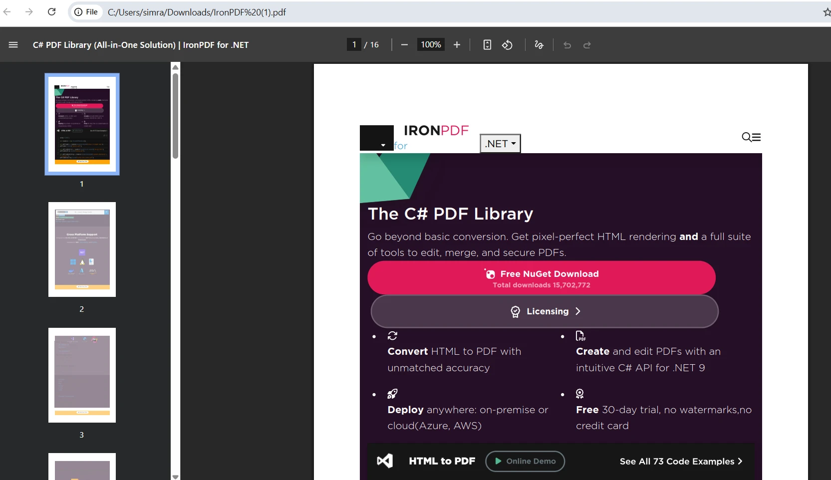 How to Convert ASP HTML to PDF in .NET Core Using IronPDF: Image 9 - Customized PDF Output