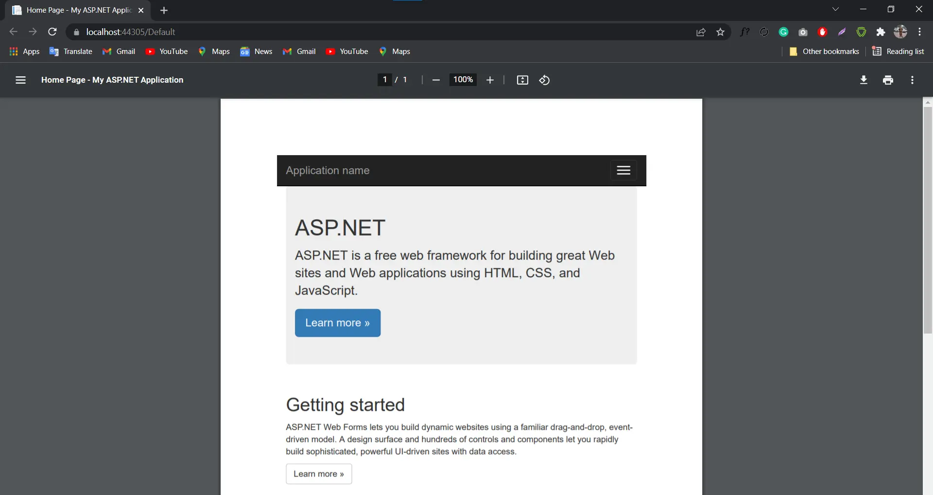 How to Display a PDF File in ASP.NET Core: Figure 7 - ASPX Page to PDF