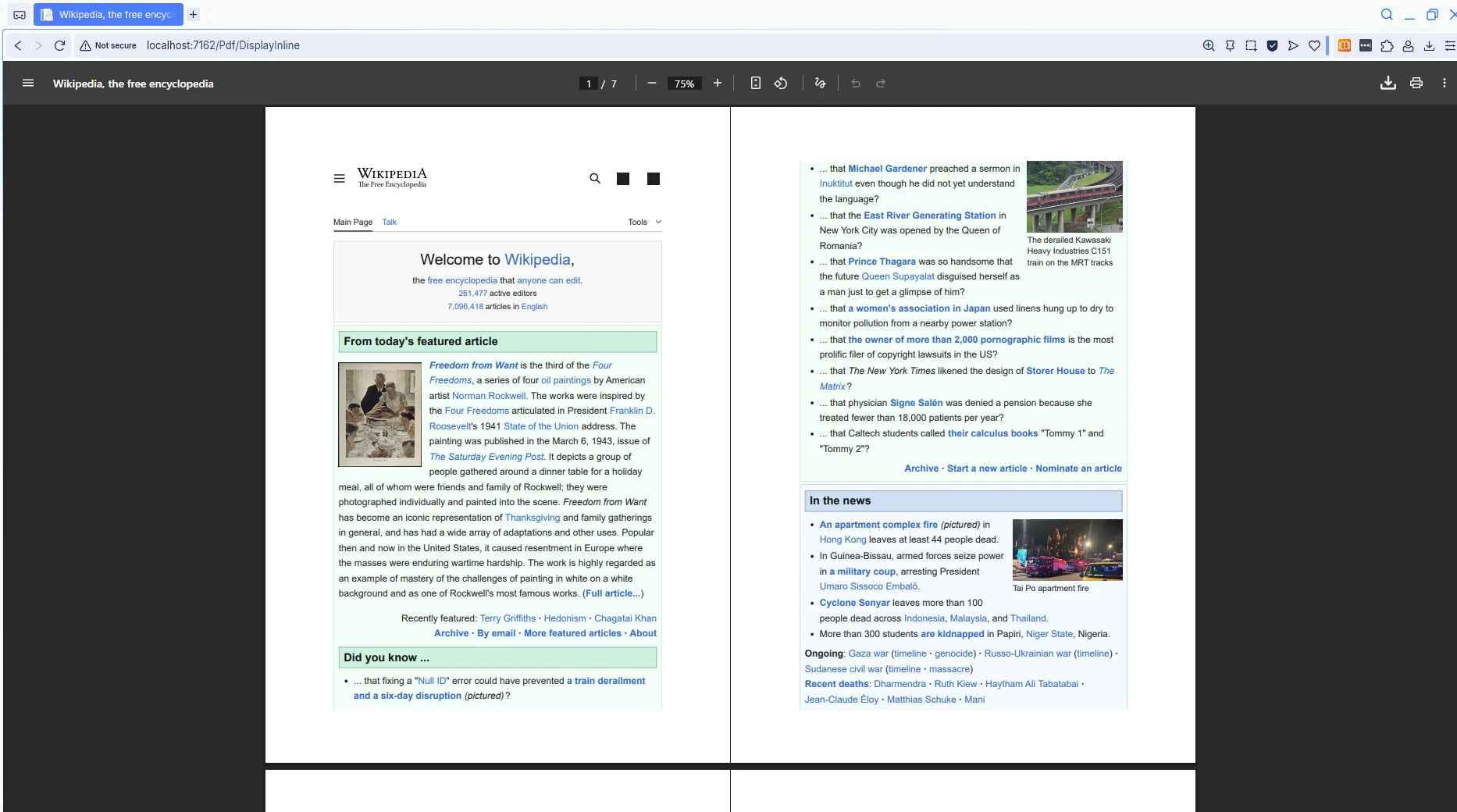 How to Create an ASP.NET Core MVC PdfViewer with IronPDF: Image 3 - PDF document being viewed inline after being rendered from URL content