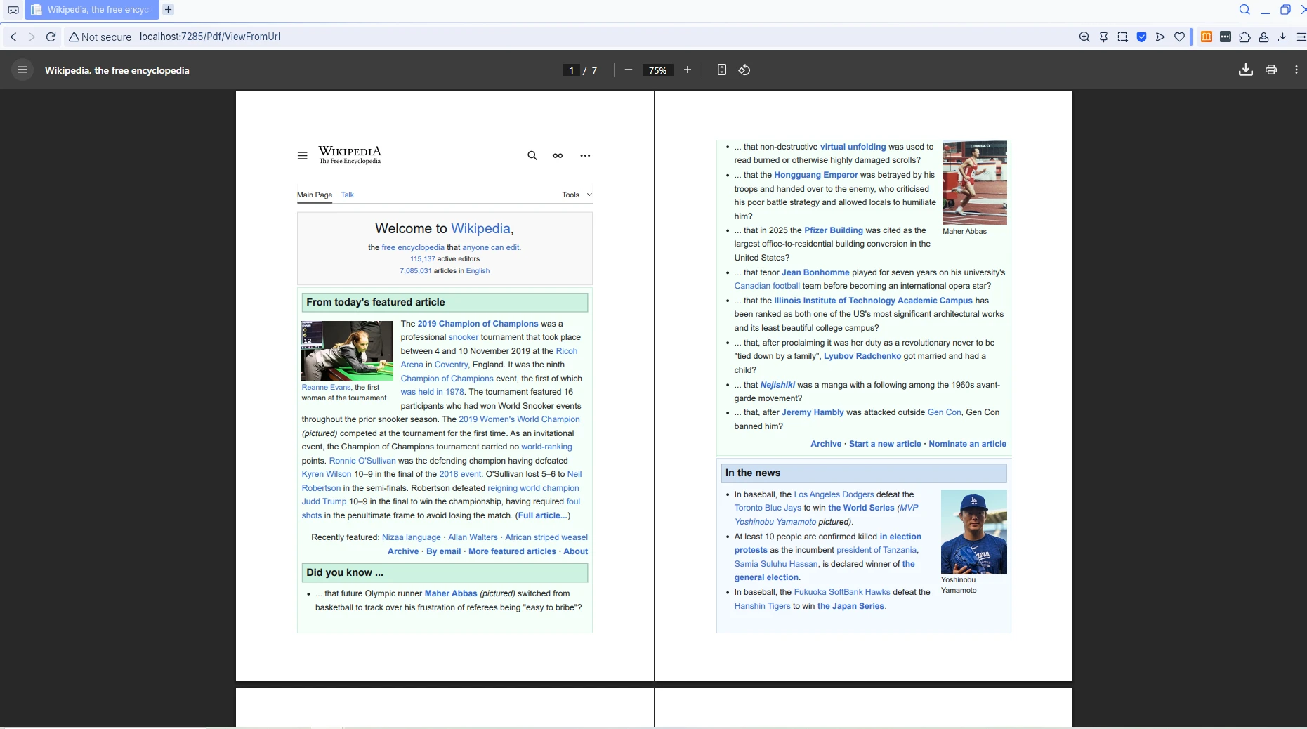 How to Create an ASP.NET Core PDF Viewer: Figure 2 - PDF rendered from URL and displayed in our PDF viewer program
