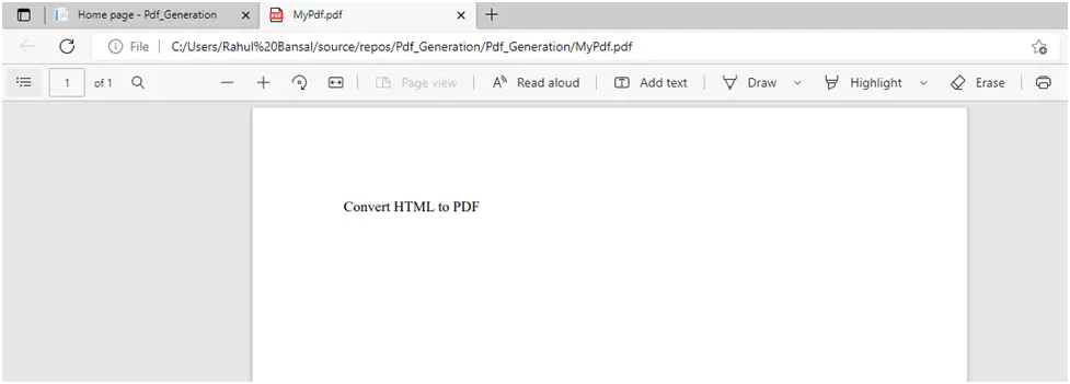 Creating a PDF Generator in ASP.NET using IronPDF, Figure 10: ASP.NET HTML Page to PDF