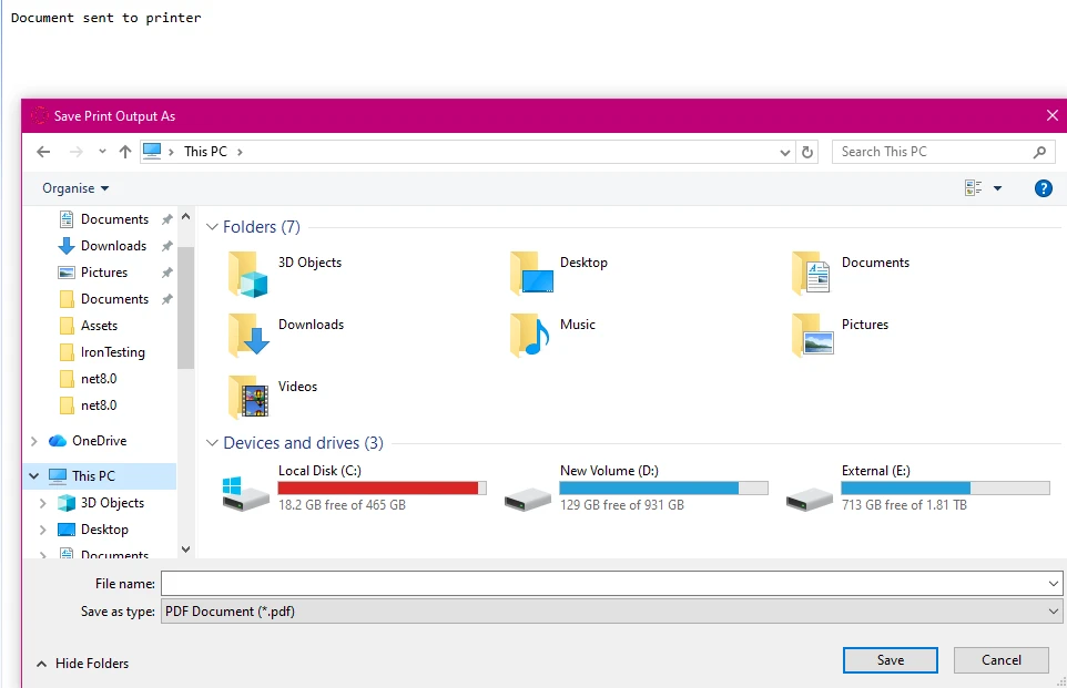 ASP .NET Print PDF Files Programmatically with IronPDF: Image 1 - Printing PDF (In this example, we are printing to disk