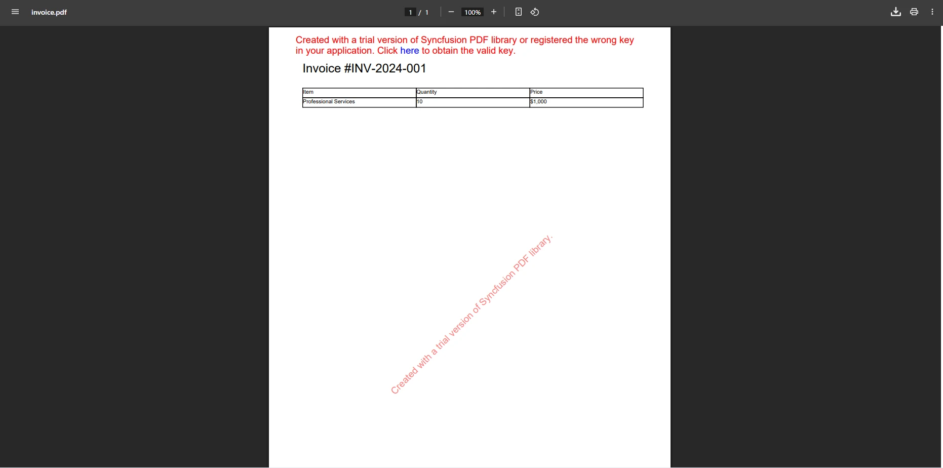 Which ASP.NET Core PDF Library Offers the Best Value?: Figure 3 - Syncfusion example output