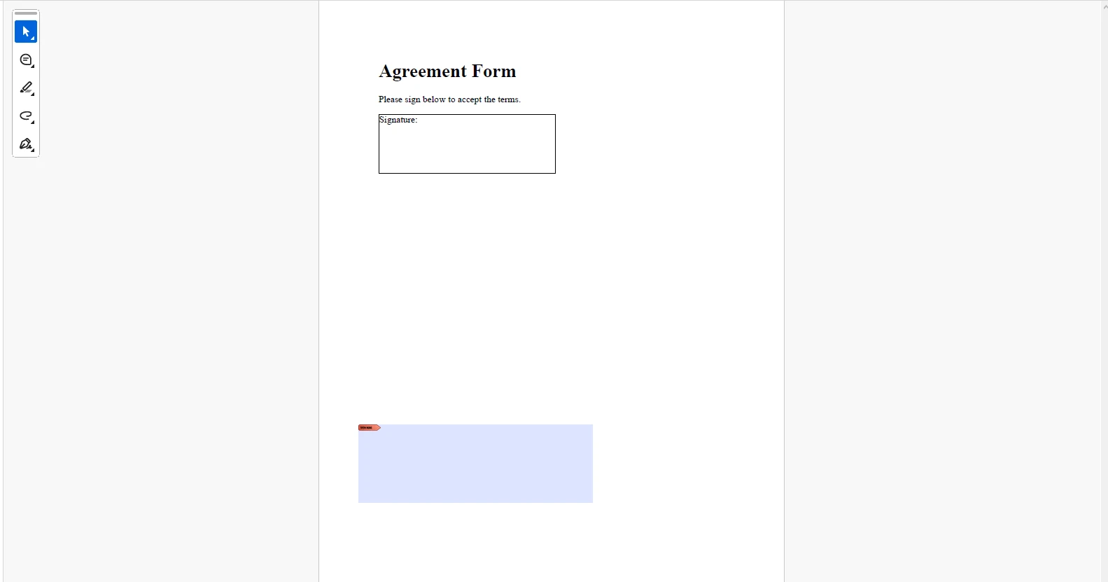 ASP .NET PDF Signatures Guide: Add Digital Signatures to PDFs in .NET Core Projects: Image 3 - PDF with signature form field