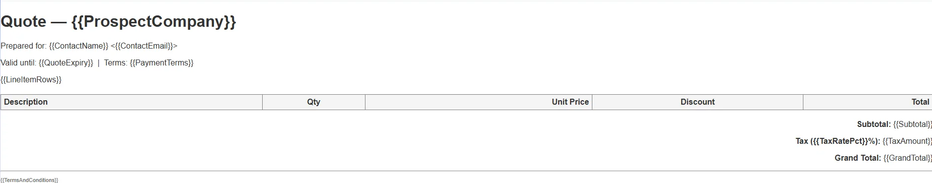 Example HTML template