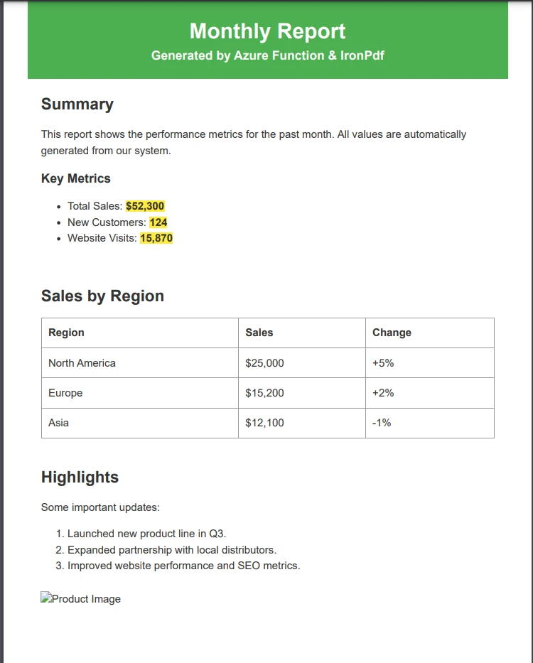 How to Create an Azure PDF Generator Using IronPDF