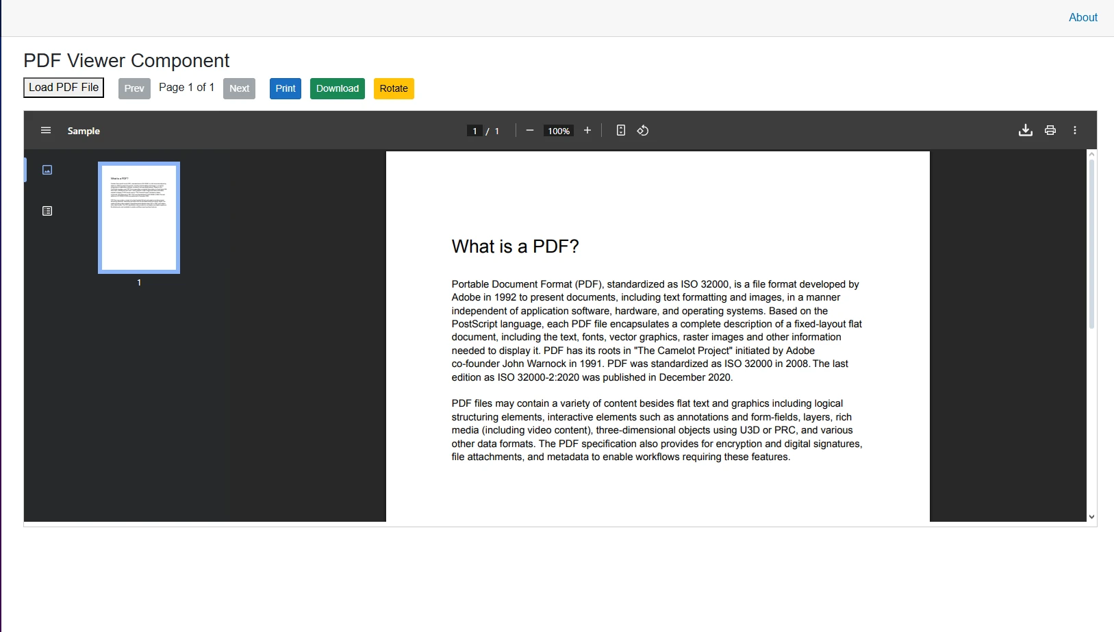 How to Display a PDF in Blazor (Guide): Figure 4 - PDF Viewer with custom interactive features