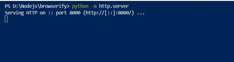 browserify NPM (How It Works For Developers): Figure 6 - HTTP Server Output