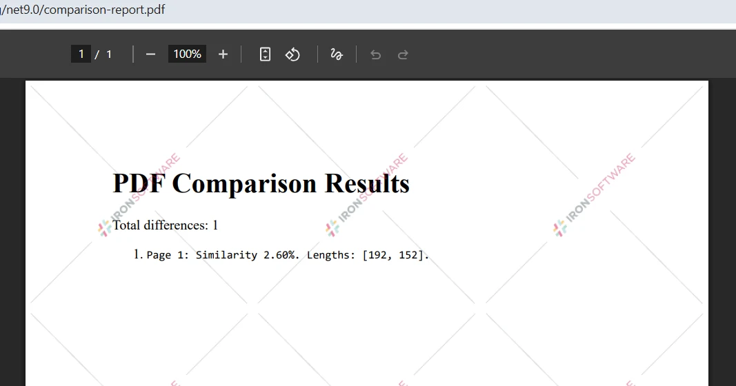How to Compare Two PDF Files in C#: Figure 8 - Comaprison Report Output