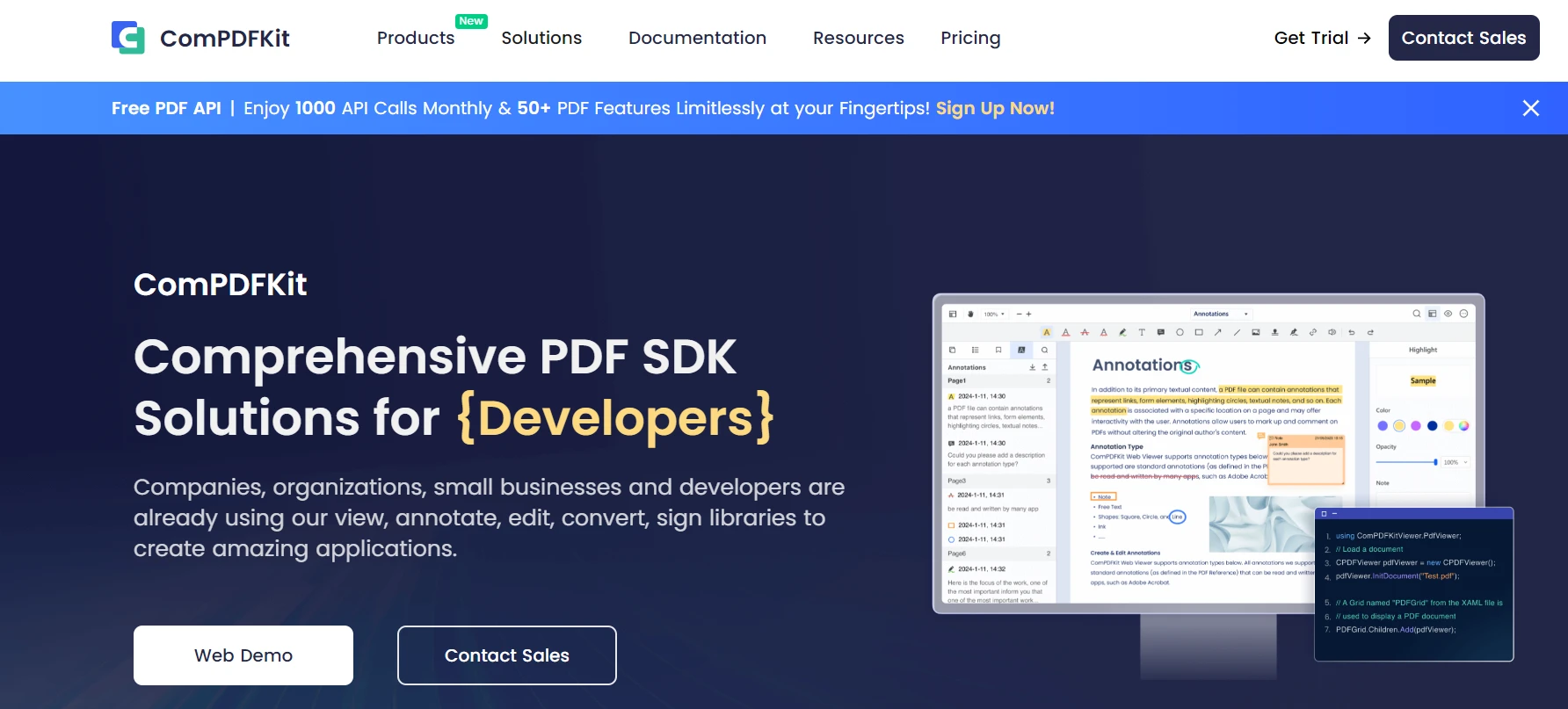 A Comparison Between Compdfkit & IronPDF: Figure 1 - ComPDFKIT SDK homepage