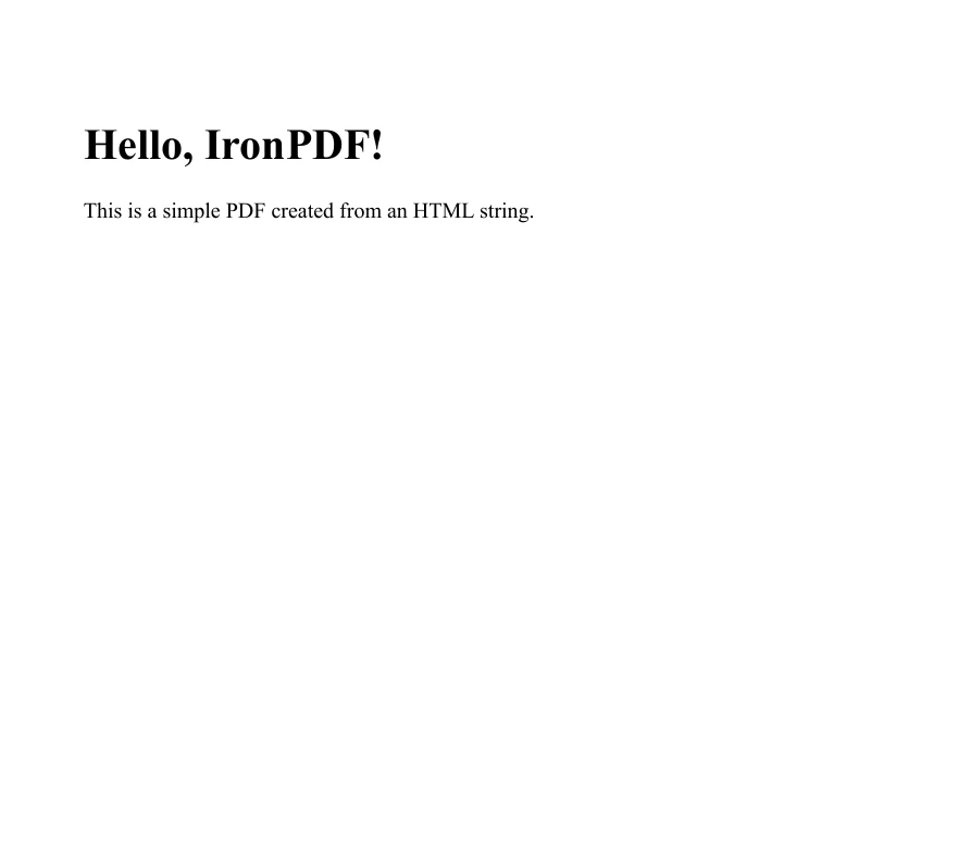 比較 Compdfkit 和 IronPDF：圖 8 - 從上述代碼輸出的範例