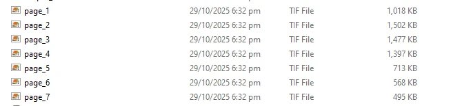 Convert PDF to TIFF VB .NET and C# Guide: Image 2 - TIFF files for each page in the PDF document