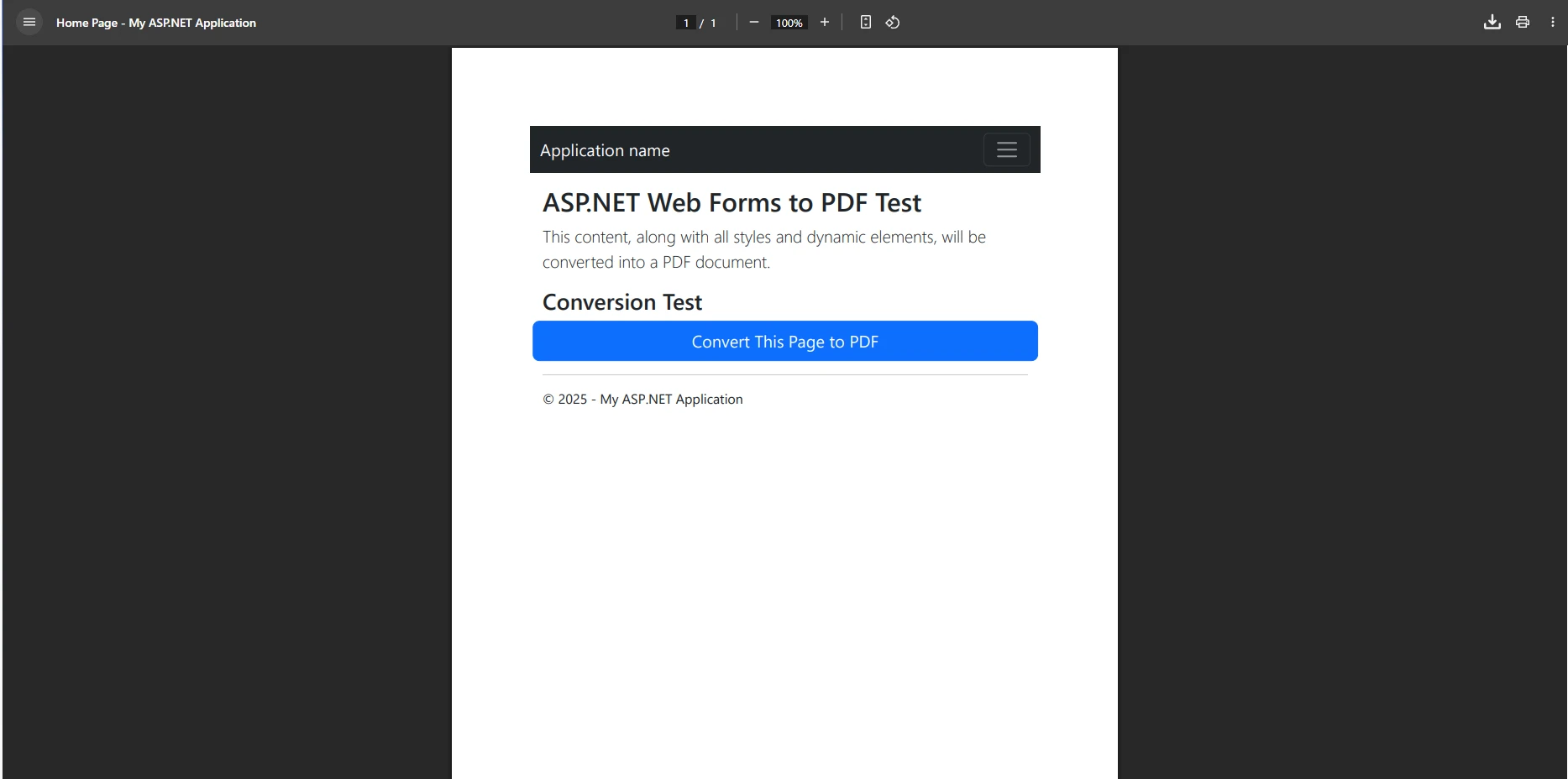 How to Convert Webpage to PDF in ASP.NET using C# and IronPDF: Image 2 - ASPX to PDF sample output