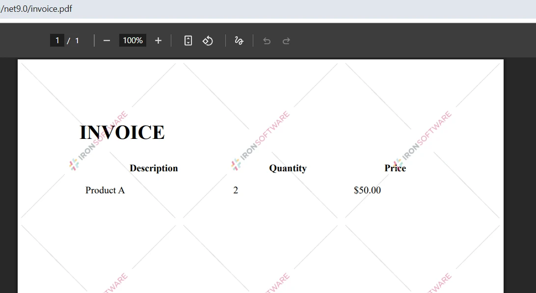 How to Create a PDF with Aspose C# VS IronPDF: Figure 8 - IronPDF Invoice Output