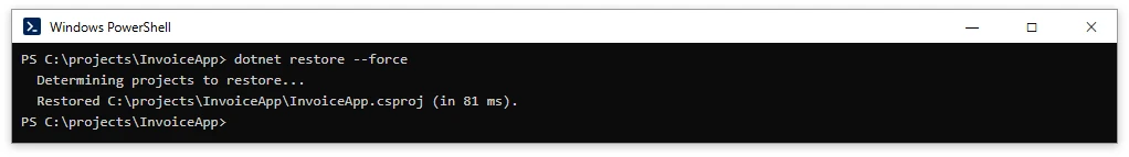 Figure 3 - The same project restores with no warnings after upgrading to IronPDF 2026.10.3