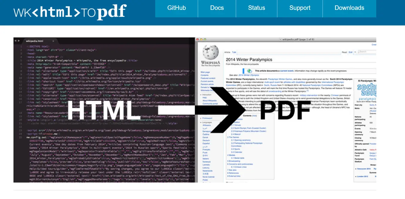 Comparison of Four PDF Libraries, Figure 5: HTML-to-PDF Conversion of the UPS homepage using WkHtmlToPdf