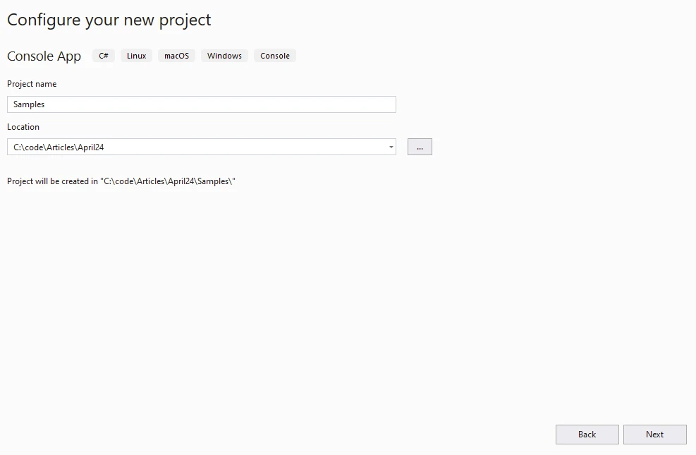 C# Linked List (How It Works For Developers): Figure 3 - Project Configuration