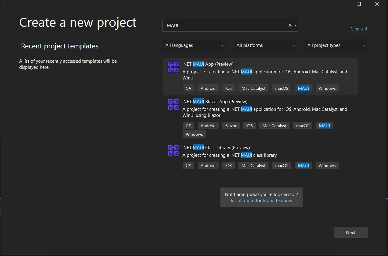 Creating a PDF file in .NET MAUI Using IronPDF, Figure 1: Create a new project in Visual Studio
