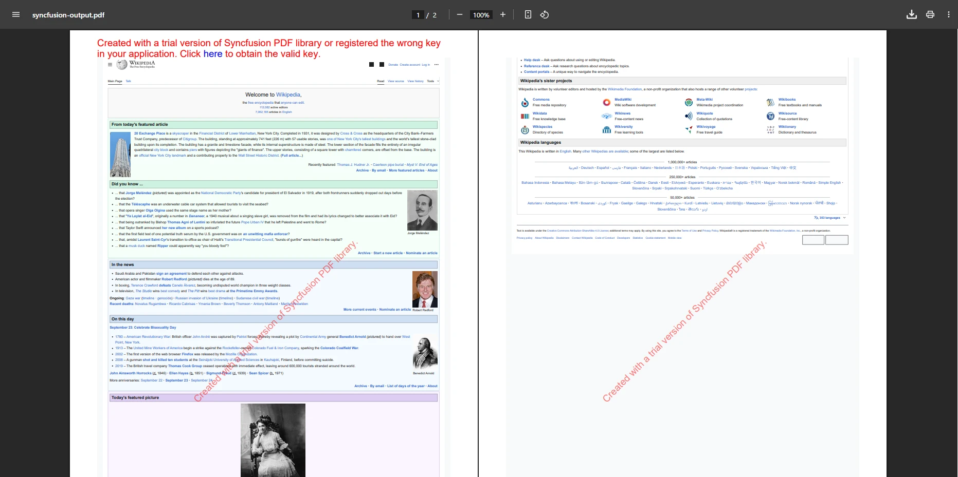 URL to PDF output with Syncfusion PDF