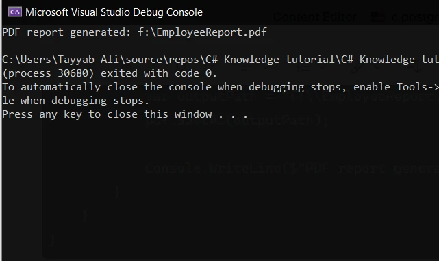 C# PostgreSQL (How It Works For Developers): Figure 4 - Console Output