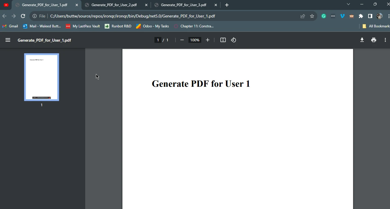 C# Queue (How it Works For Developers): Figure 4 - OUTPUT 1: Generate PDF using IronPDF and C# Queue