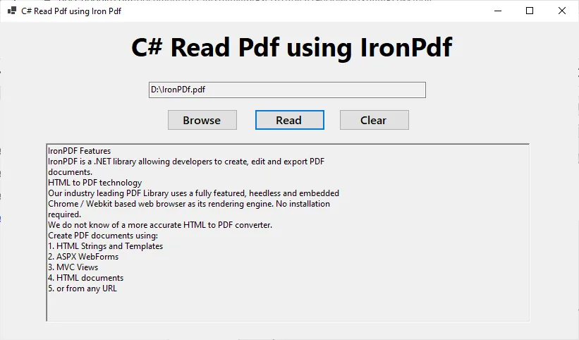 C# Read PDF File: Easy Tutorial, Figure 19: Display PDF text content