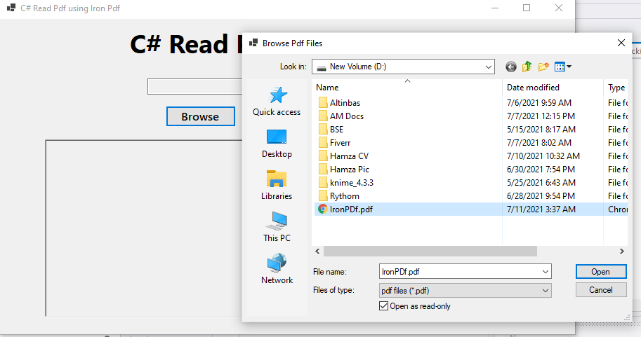 how to read pdf file in c# windows application