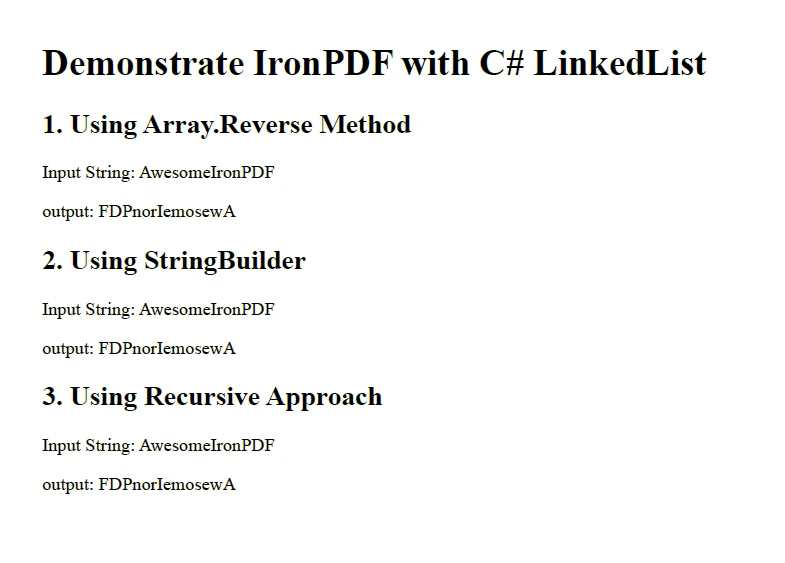 C# Reverse String (How It Works For Developers): Figure 5 - PDF Output