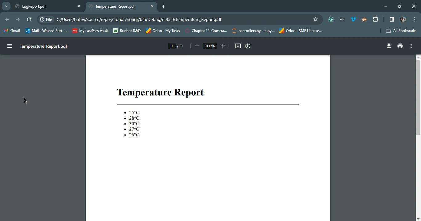 C# Short (How It Works For Developers): Figure 5 - Temperature Report PDF Output