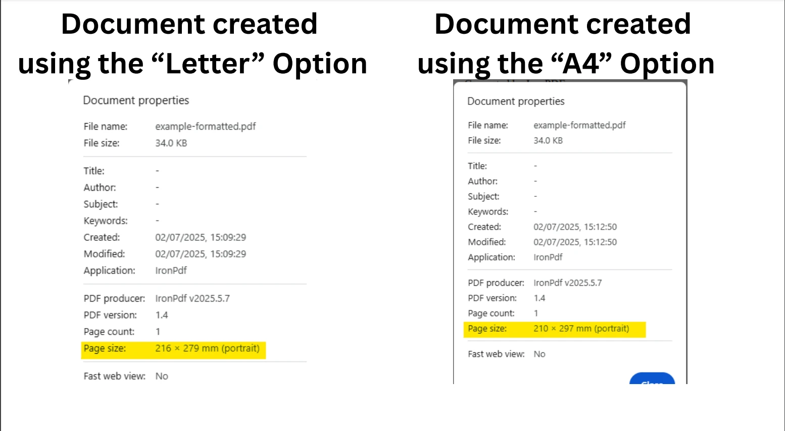 C# Switch Pattern Matching (How it Works for Developers): Figure 2 - Size difference in PDF outputs