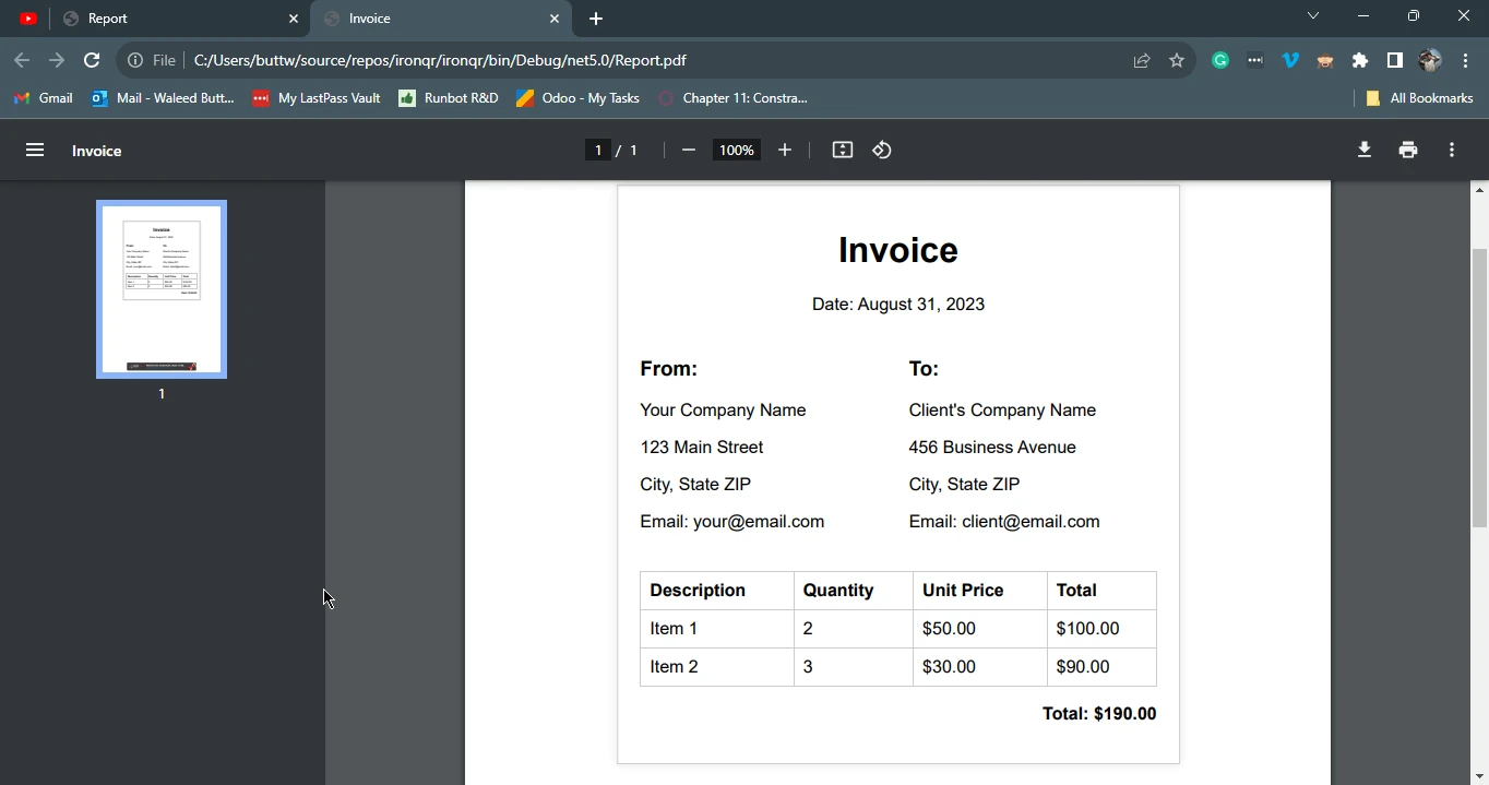 C# Switch Statement (How It Works For Developers) Figure 4 - Output PDF (Invoice)