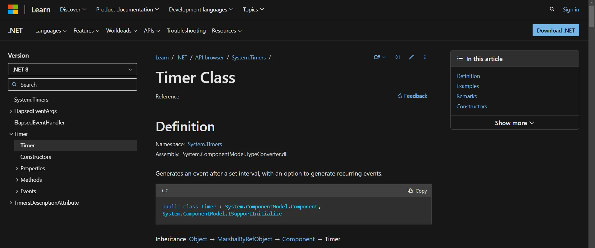 C# Timer (How It Works For Developers): Figure 1 - Timer Class