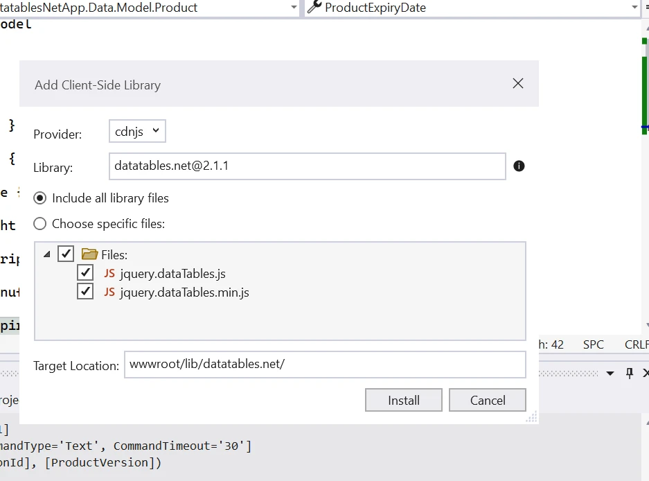 Datatables .NET (How It Works For Developer): Figure 1 - Add Client-Side Library