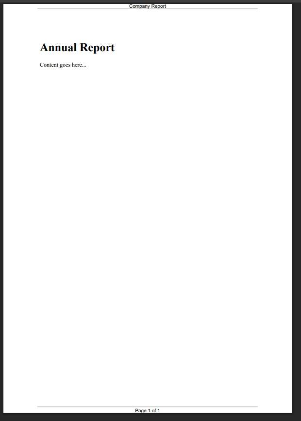 .NET Core Create PDF Files with IronPDF: Image 4 - PDF created with simple, custom header and footers